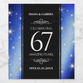 Elegant 67th Star Sapphire Wedding Jubileum Wijn Etiket (Enkel label)