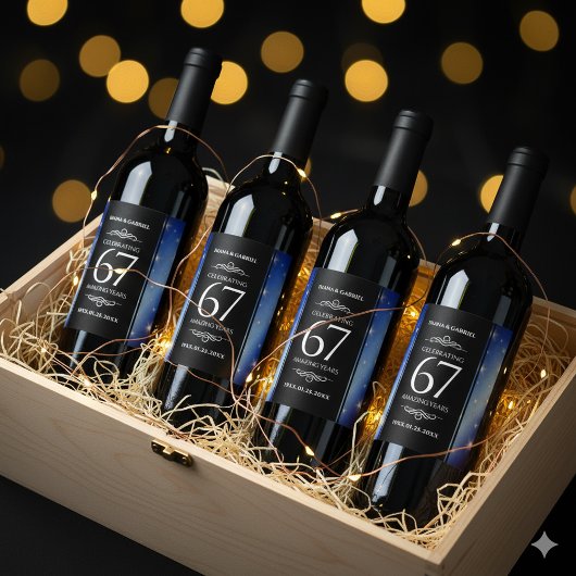 Elegant 67th Star Sapphire Wedding Jubileum Wijn Etiket