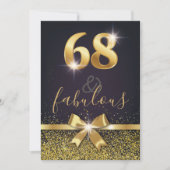 Elegant 68 & Fabulous Gold Glitter 68th Birthday Kaart (Voorkant)