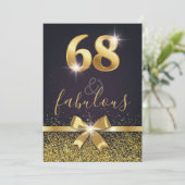 Elegant 68 & Fabulous Gold Glitter 68th Birthday Kaart (Staand voorkant)