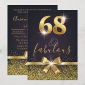 Elegant 68 & Fabulous Gold Glitter 68th Birthday Kaart (Voorkant / Achterkant)