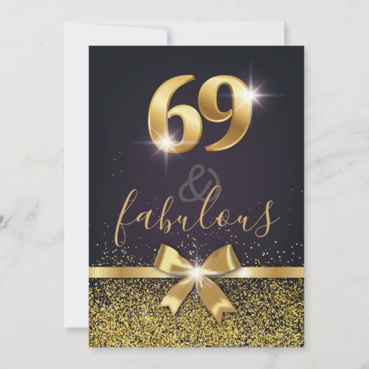 Elegant 69 & Fabulous Gold Glitter 69th Birthday Kaart (Voorkant)