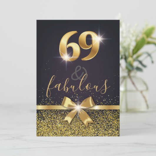 Elegant 69 & Fabulous Gold Glitter 69th Birthday Kaart (Staand voorkant)