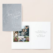 Elegant 6 familiefoto's Merry Kerstscript Foi Folie Kaarten (Display)
