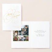 Elegant 6 familiefoto's Merry kerstscript Folie Kaarten (Display)