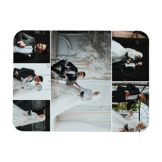 Elegant 6 foto bruiloft collage Keepsake Magneet (Horizontaal)