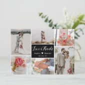 Elegant 6 Foto Collage Black and White Wedding Bedankkaart (Staand voorkant)