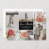 Elegant 6 Foto Collage Black and White Wedding Bedankkaart (Voorkant / Achterkant)
