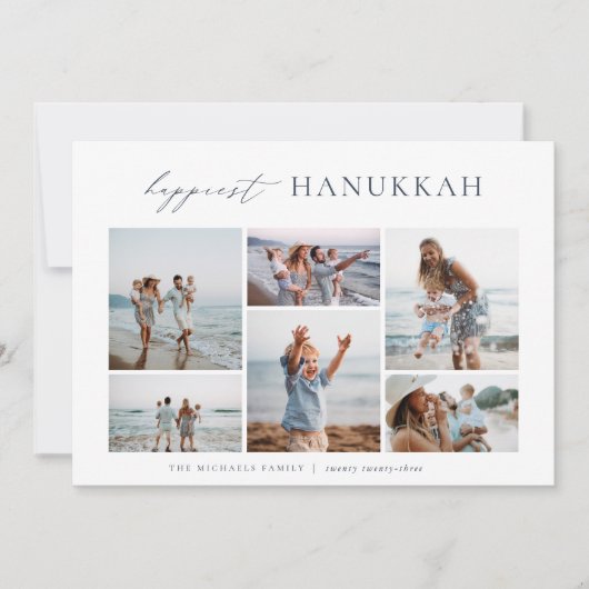 Elegant 6 Foto Collage Happiest Hanukkah Feestdagenkaart (Voorkant)