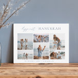 Elegant 6 Foto Collage Happiest Hanukkah Feestdagenkaart<br><div class="desc">Deel de vrolijkheid met deze moderne,  minimale Hanukkah-vakantiekaarten met 6 van uw favoriete foto's in een horizontale rastercollage. De "gelukkigste Hanukkah" staat bovenaan in handgeschreven kalligrafie en klassiek serif lettering. Pas dit elegante minimalistische ontwerp aan met uw familienaam en het jaar eronder.</div>
