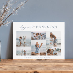 Elegant 6 Foto Collage Happiest Hanukkah Feestdagenkaart