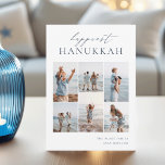 Elegant 6 Foto Collage Happiest Hanukkah Feestdagenkaart<br><div class="desc">Deel de eer met deze moderne Hanukkah-vakantiekaarten met 6 van uw favoriete foto's in een rastercollage. De "gelukkigste Hanukkah" staat bovenaan in handgeschreven kalligrafie en klassiek serif lettering. Pas uw familienaam aan en het jaar rechtsonder aan.</div>