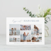 Elegant 6 Foto Collage Happiest Hanukkah Feestdagenkaart (Staand voorkant)