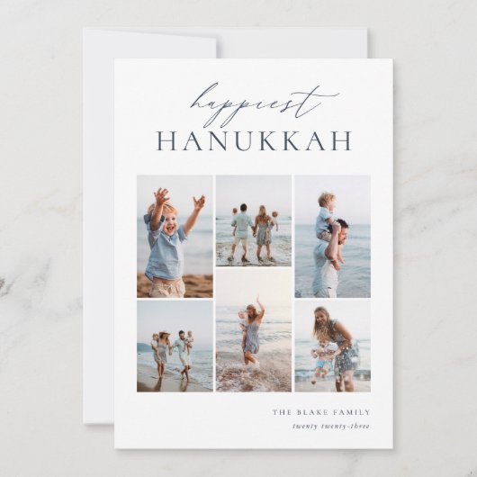 Elegant 6 Foto Collage Happiest Hanukkah Feestdagenkaart (Voorkant)