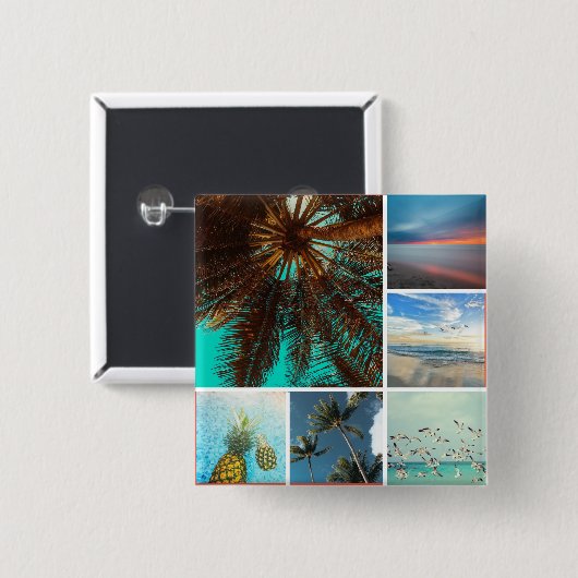 Elegant 6 Foto Collage Persoonlijke Button (Voorkant /achterkant)