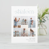 Elegant 6 Foto Collage Shalom Hanukkah Feestdagenkaart (Staand voorkant)