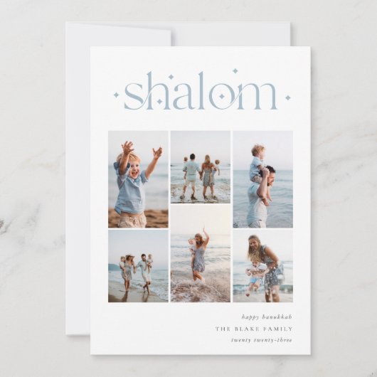 Elegant 6 Foto Collage Shalom Hanukkah Feestdagenkaart (Voorkant)