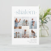 Elegant 6 Foto Collage Shalom Hanukkah Feestdagenkaart (Staand voorkant)