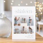 Elegant 6 Foto Collage Shalom Hanukkah Feestdagenkaart<br><div class="desc">Deel de eer met deze moderne Hanukkah-vakantiekaarten met 6 van uw favoriete foto's in een rastercollage. "Shalom" staat bovenaan in verbonden letters voorzien van kleine sterren. Pas uw vakantiegroet,  familienaam en het jaar rechts aan.</div>
