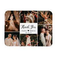 Elegant 6 Foto Collage Weddenschap Bedankt Magnet