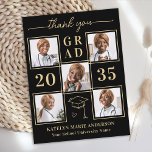 Elegant 6 foto zwart goud Afstuderen dank u Briefkaart<br><div class="desc">Introductie van onze prachtige gepersonaliseerde afstuderen bedankkaarten, de perfecte manier om uw dankbaarheid en waardering in stijl uit te drukken. Deze kaarten zijn ontworpen voor modern afstuderen en hebben een slanke en elegante lay-out met een chique fotocollageoptie, zodat u maximaal zes van uw favoriete seniorenherinneringen van de middelbare school, universiteit...</div>