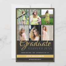 Elegant 6 Fotocollage Zwart en Goud Afstuderen