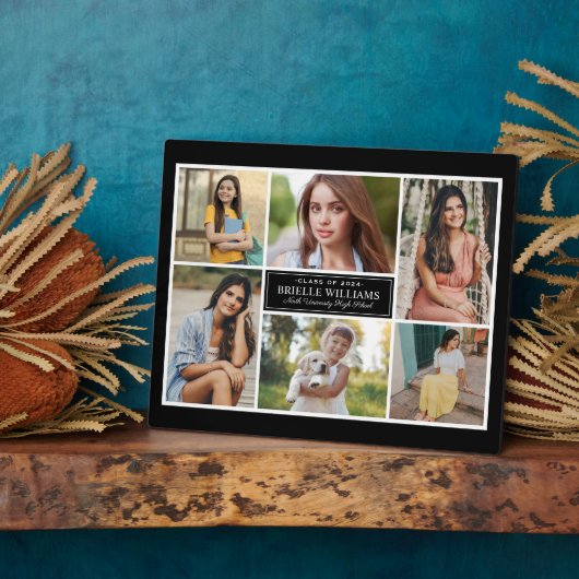 Elegant 6 Photo Black Afstuderen Collage Fotoplaat (Zijkant)