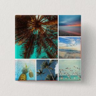 Elegant 6 Photo Collage Persoonlijke Button