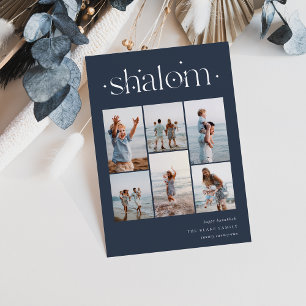 Elegant 6 Photo Collage Shalom Hanukkah Folie Feestdagenkaart