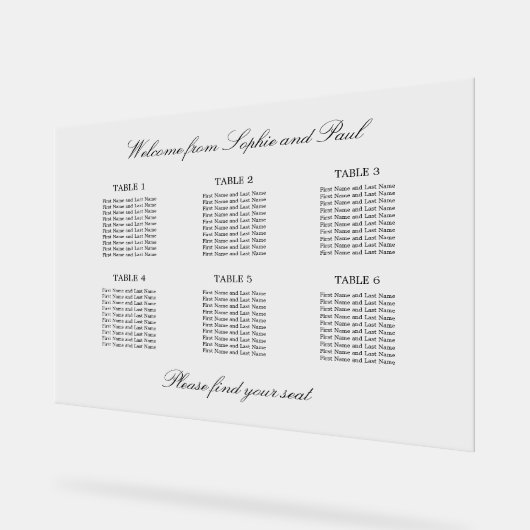 Elegant 6 tafel zitplaatsen kaart Acryl teken Acryl Bord (Hoek)