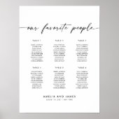 Elegant 6 tafels Favoriete mensen Zitplaatskaart Poster (Voorkant)