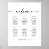 Elegant 6 Tafels Welkom Zitplaatskaart Poster (Voorkant)
