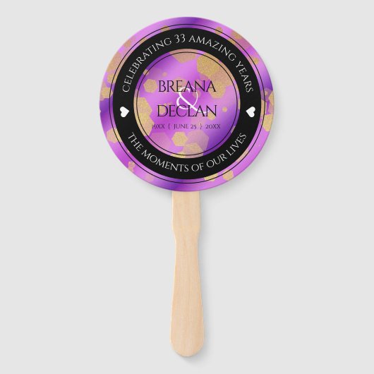Elegant 6e 33e Amethyst Wedding Jubileum Handwaaier (Voorkant)