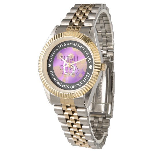Elegant 6e 33e Amethyst Wedding Jubileum Horloge (Gekanteld)