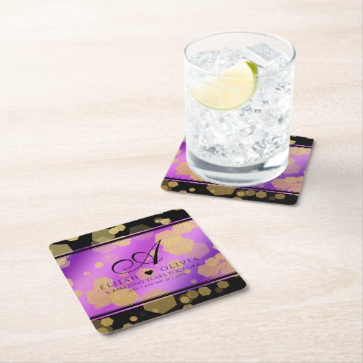 Elegant 6e 33e Amethyst Wedding Jubileum Kartonnen Onderzetters (Insitu)