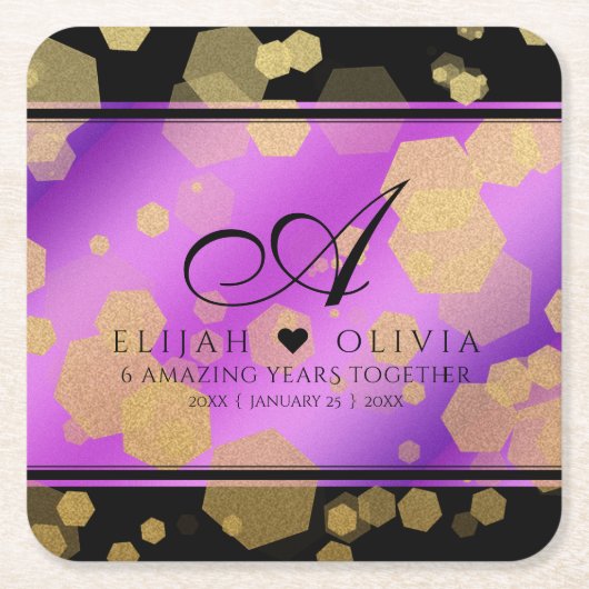 Elegant 6e 33e Amethyst Wedding Jubileum Kartonnen Onderzetters (Voorkant)