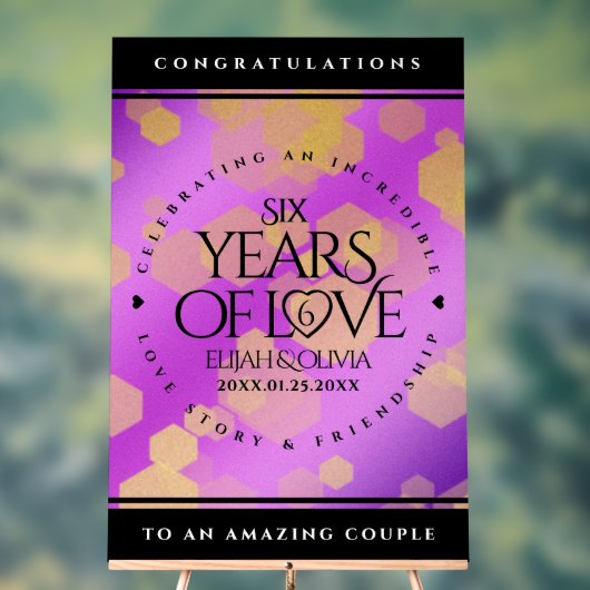 Elegant 6e Amethyst Wedding Jubileum Acryl Bord (Neutraal)