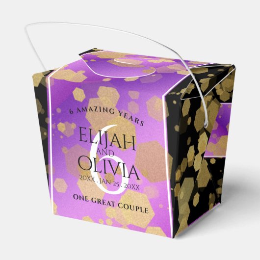Elegant 6e Amethyst Wedding Jubileum Bedankdoosjes (Achterkant)