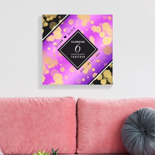 Elegant 6e Amethyst Wedding Jubileum Canvas Afdruk (Insitu (Woonkamer))