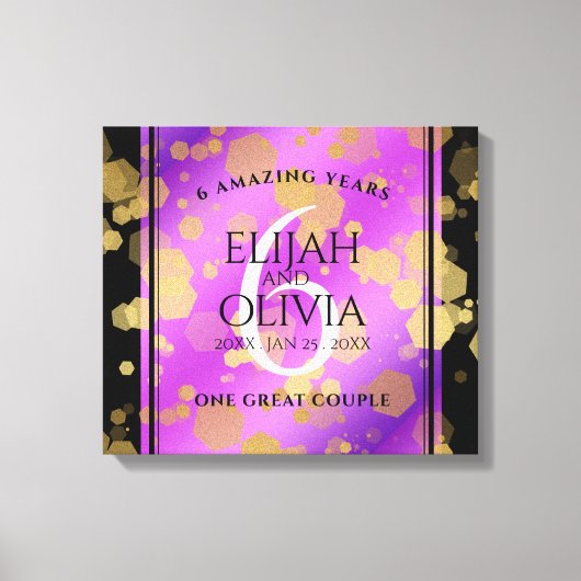 Elegant 6e Amethyst Wedding Jubileum Canvas Afdruk (Voorkant)