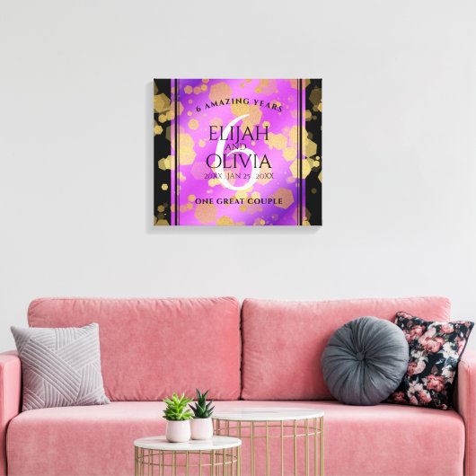 Elegant 6e Amethyst Wedding Jubileum Canvas Afdruk (Insitu (Woonkamer))