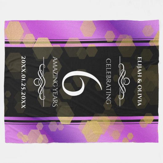 Elegant 6e Amethyst Wedding Jubileum Fleece Deken (Voorkant (Horizontaal))