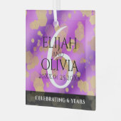 Elegant 6e Amethyst Wedding Jubileum Glas Ornament (Voorkant links)