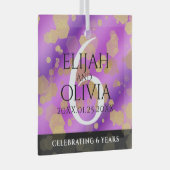 Elegant 6e Amethyst Wedding Jubileum Glas Ornament (Voorkant Rechts)