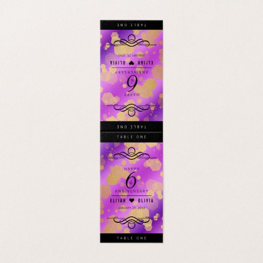 Elegant 6e Amethyst Wedding Jubileum Kaart (Buitenkant ongevouwen)