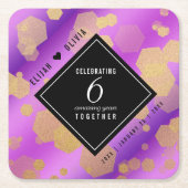 Elegant 6e Amethyst Wedding Jubileum Kartonnen Onderzetters (Voorkant)