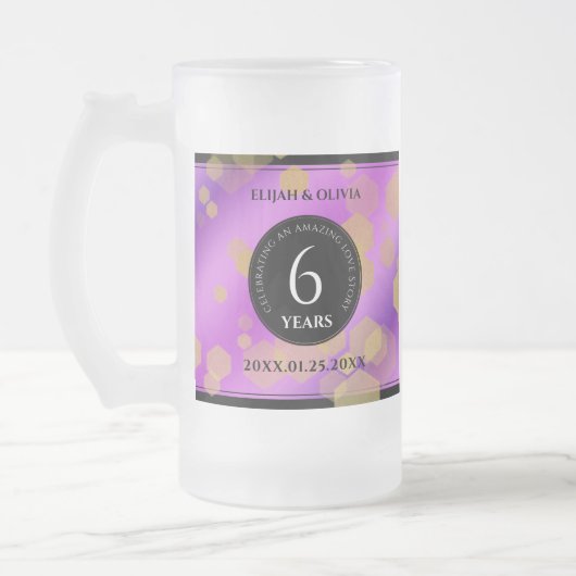 Elegant 6e Amethyst Wedding Jubileum Matglas Bierpul (Links)