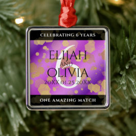 Elegant 6e Amethyst Wedding Jubileum Metalen Ornament