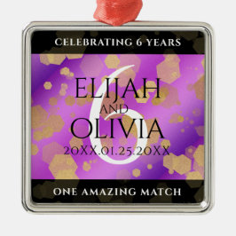 Elegant 6e Amethyst Wedding Jubileum Metalen Ornament