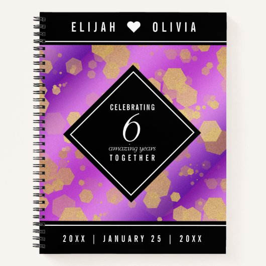 Elegant 6e Amethyst Wedding Jubileum Notitieboek (Voorkant)